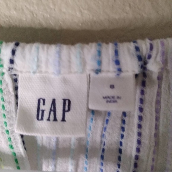 GAP White Multi Color Stitching Bell Sleeve Top - Picture 5 of 11